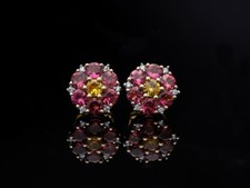 Ohrstecker 1,89 ct. Brillanten Diamanten Saphire Turmaline 585 Gold Deta Schmuck