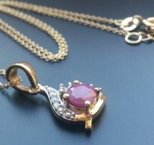 925 Sterling Silber Halskette vergoldet Rubin Edelstein Anhänger Echtschmuck