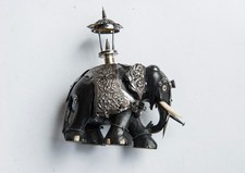 ALTE FIGUR ELEFANT aus SRI LANKA Silber Ebenholz