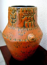 vintage 60er SPARA Keramik Vase braun Ethno Designer Halidun Kutlu Relief 532-30