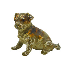 Viktorianische kaltbemalte Wiener Bronze Terrier Hund Miniatur Figur Antik um 1860