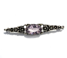 Antike Silberbrosche Amethyst