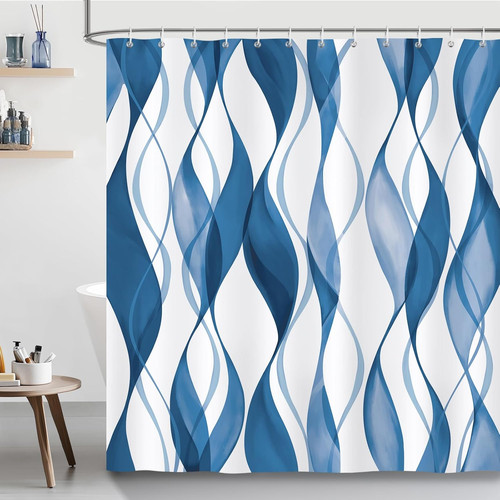 Duschvorhang blau wellen - duschvorhang,
