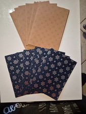 12 Blanko Glückwunschkarten Weihnachten A5  blau silber undbraun mit Sternchen