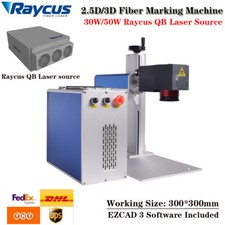 Raycus QB 2.5D/3D 300*300mm Fiber Laser Marking Machine EZCAD3 Software Embossed