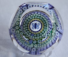 Paperweight  Whitefriars Schmetterling in Canes-Kränzen 1977 limitiert  in Box
