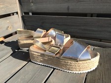 Zara Plateau Wedges Plateau Gold Bast Gr 38