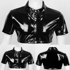 Crop Tops Bluse M-3XL PU PVC