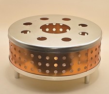 DDR Stövchen Teewärmer Metall Kupfer Lochdesign mit Deckel Höhe 7,5 cm Ø 14,5 cm