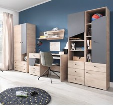 Jugendzimmer Kinderzimmer komplett Set DAVIS Schrank Schreibtisch Regale Bett