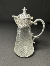 kleine Historismus Karaffe mit Silber Montur Antik