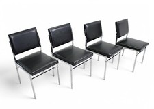 4x Vintage Stühle 60er 70er Retro Leder Chrom Esszimmer Chair Set Office Küche