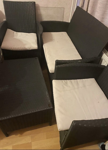 Lounge set polyrattan - polyrattan, schwarz