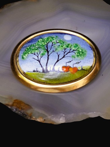 Brosche emaille messing - brosche,