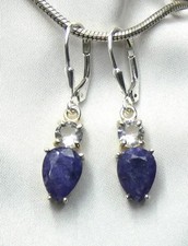 Ohrhänger 925 Silber Klappbrisur Saphir und Bergkristall Originalbilder NEU