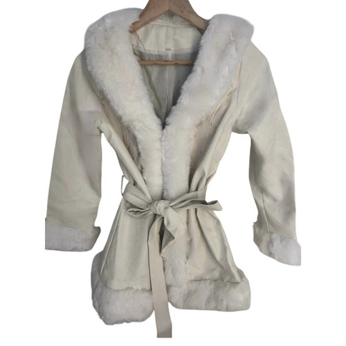 Damen ledermantel beige lang - damen, s