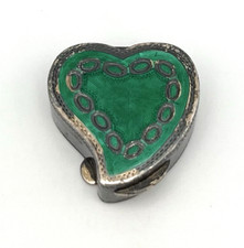 Antike Pillendose Silber 925 Emaille Herz Italy Schmuckschatulle Dose RAR #3561