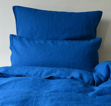 Leinen Bettwäsche Garnitur, Blau, 155x 220 cm,40x 60 cm,40x 80 cm,80x 80 cm