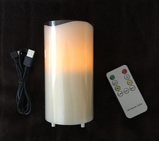 LED Kerze Echtwachs Warmweiss mit Musik Bluetooth SD Karte USB  Fernbedienung