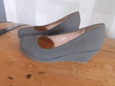Damen Keilpumps Keilabsatz Pumps High Heels Plateau, grau,Gr. 37,  NEU.