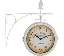 B-WARE Wand Uhr Design Wohnzimmer Deko Retro Küchenuhr Vintage Bahnhof Weiß matt