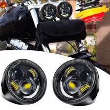 Paar LED Scheinwerfer DRL High Low Beam Für Harley Dyna Fat Bob FXDF 08-15