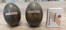 2 große Marmor - Eier mit „Etikett“ Echt Marmoreier