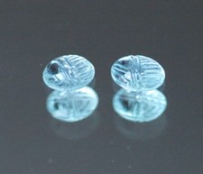 2 Aquamarin cabochon graviert