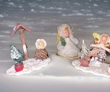 DDR Tischschmuck Wichtel und Engel Miniaturen Weihnachten Dreiteilig