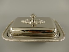 Butterdose Silber Antik Jugendstil Edelstahl Butter Glas Schale Edel vernickelt