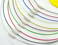 Halsreif Collier Edelstahl Seil 45cm Messing Schraubverschluß Halskette Farbwahl