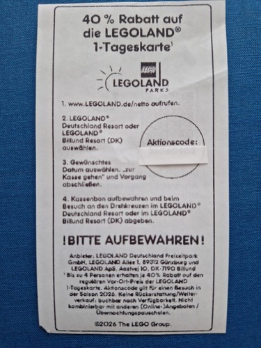Rabatt auf die legoland - 40%,
