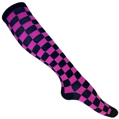 Socken schwarz pink kariert - pink,