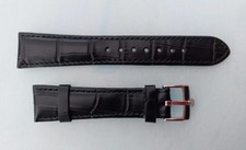 ROLEX LEDER ARMBAND 20MM mit SCHLIESSE 16MM SCHWARZ