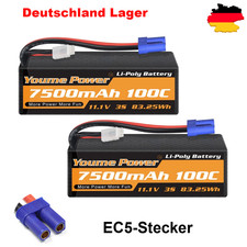 2xYoume 11,1V 3S 7500mAh Lipo Akku Batterie EC5 für RC Quad Hubschraube LKW Auto