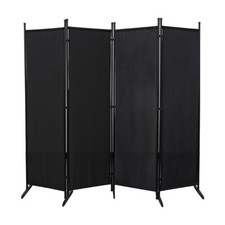4-teilig Raumteiler Paravent 200cm Sichtschutzwand Stellwand Faltbar Schwarz