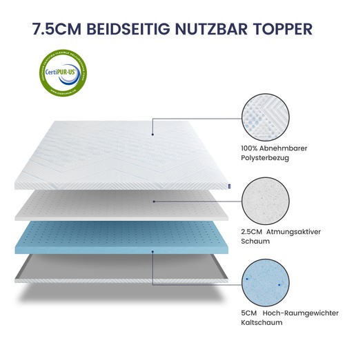 5cm matratze topper 160x200 - 7.5cm,