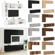 Wohnwand mit LED-Beleuchtung Schrankwand Anbauwand 5-tlg. Holzwerkstoff DE