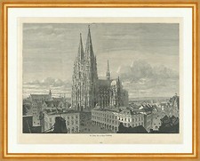 Kölner Dom in seiner Vollendung Peterskirche Göhring Holzstich C 2902 Gerahmt