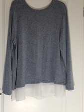 O3:  Coin 1804 leichter Pulli / Bluse Pullover blaugrau neuwertig  Gr. 48