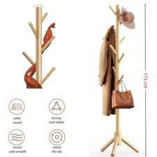 Garderobenständer Kleiderständer Standgarderobe Kleiderstange Holz 8 Haken DE 