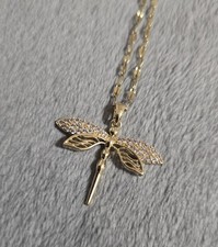 Halskette Libelle Strasssteine Schmuck Gold plattiert (Vergoldet)
