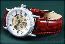 CAVADINI POLLUX Handaufzug Unisex Uhr skelettiert, Glasboden, Edelstahl, weiss