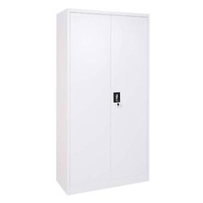 Aktenschrank HWC-H17, Stahlschrank Büroschrank, 2 Türen grau/weiß