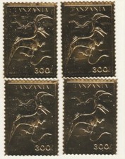 4 Goldmarken Dinosaurier