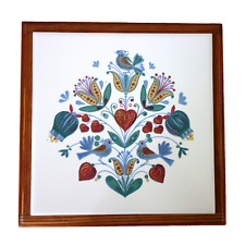 Massiver Untersetzer Topfuntersetzer Fliese Kachel Holz Engers Design 70er Vinta