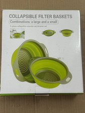 2 Stück zusammenklappbarer Silikon Nudelsieb-Set, platzsparender Sieb mit Griff