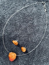 Modeschmuck Set Kette/Anhänger  +Ohrringe, 24 cm, und  weitere Kette vergoldet.