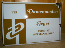altes Emailschild Emailleschild Schild DDR Bekleidung Damenmoden Geyer Erzgebirg