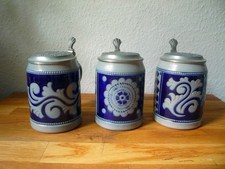 3 Bierkrüge Brauerei Isenbeck mit Deckel, Bierkanne, Krug, Bier Seidel, 1 Liter